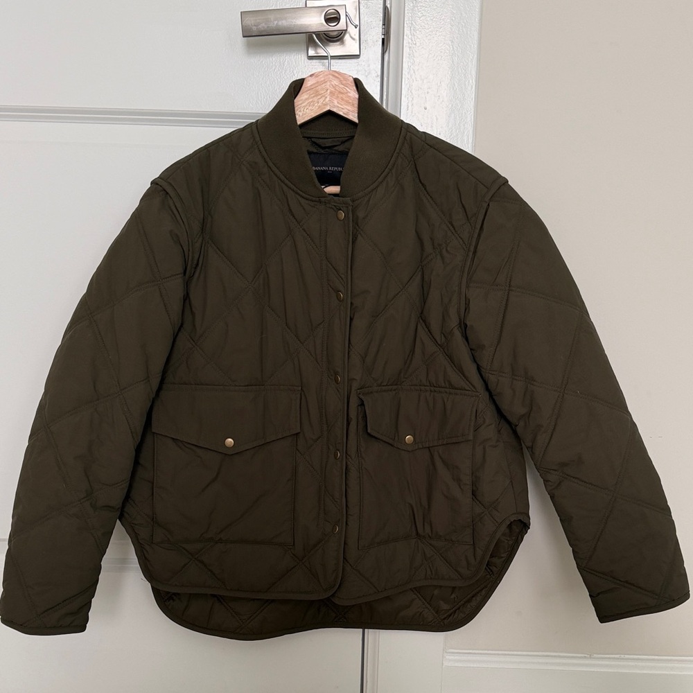 Banana Republic Olive Oversized Quilted Jacket